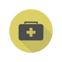 first aid kid long shadow icon. Simple glyph, flat vector of web icons for ui and ux, website or mobile application