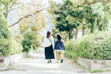 senior couple walking in the park