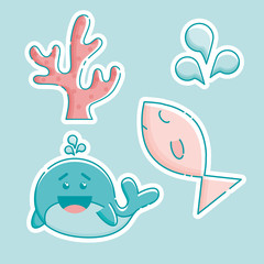 Sticker pack in linear style.