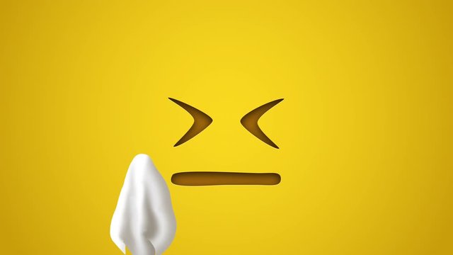Animated colorful looping sneezing face emoji background for apps or ad commercial. Bringing life to your screen. Fun character motion graphic design.