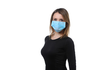 young woman in protective medical mask