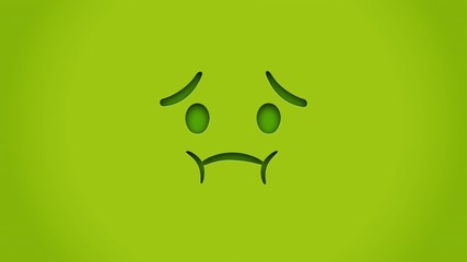 Animated colorful looping face vomiting emoji background for apps or ad commercial. Bringing life to your screen. Fun character motion graphic design.