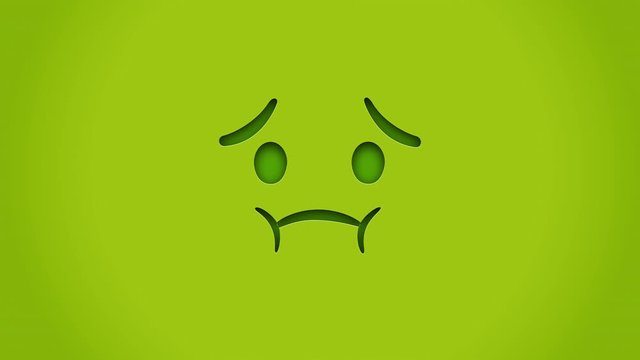 Animated colorful looping face vomiting emoji background for apps or ad commercial. Bringing life to your screen. Fun character motion graphic design.