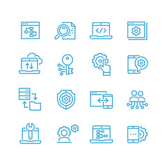 Fototapeta na wymiar Set of Custom Development outline icons