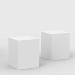 3d gray white cube and box podium .. minimal scene studio background. Abstract 3d geometric shape object illustration render. Display for online business product.