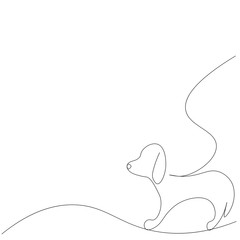 Puppy silhouette line drawing, vector illlustration