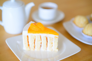 orange cake in afternoon tea