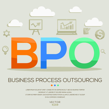  BPO mean (business process outsourcing) ,letters and icons,Vector illustration.