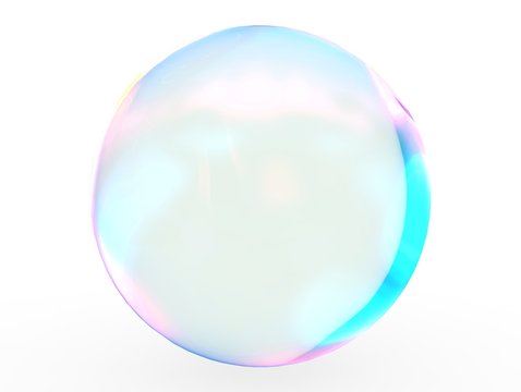 3d pink blue ball crystal gradient colors isolated on white background. Abstract bubble glossy pastel 3d geometric shape object illustration render. 