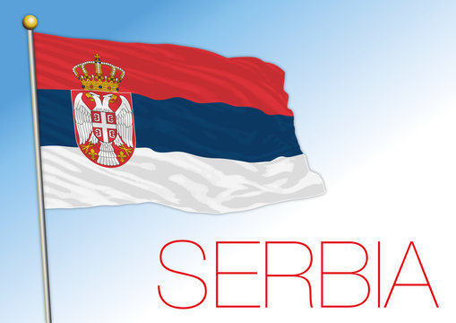 Serbia official national flag, european country, vector illustration
