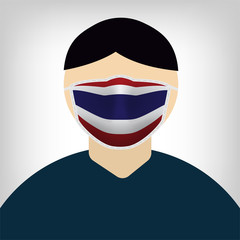 Faceless character wear hygienic mask in Thailand's  flag pattern, resorce for infographic about Corona virus of COVID-19