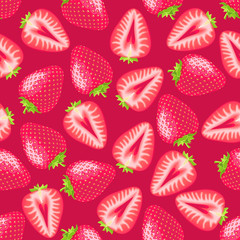 red strawberry seamless pattern. Texture for fabric, wrapping, wallpaper. Decorative print.