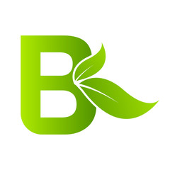 Letter B with leaf element, Ecology concept