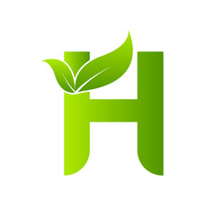 Letter H with leaf element, Ecology concept