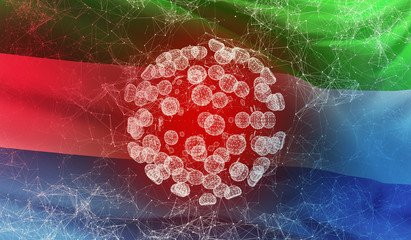 Medical virus molecular concept with flag of Sierra Leone. Pandemic 3D illustration.