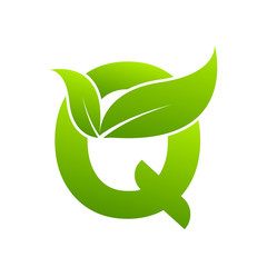 Letter Q with leaf element, Ecology concept