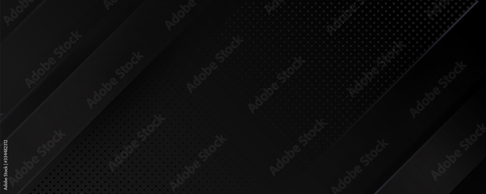 Wall mural dark deep black dynamic abstract vector background with diagonal lines. modern creative halftone pre