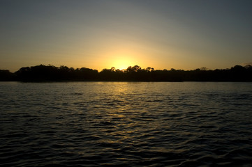 Sunset on the lake. Tortuguero, Costa Rica.