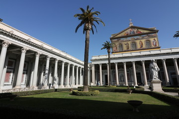 Obraz premium Basilica of San Paolo outside the walls in Rome. Colonnade and facade.
