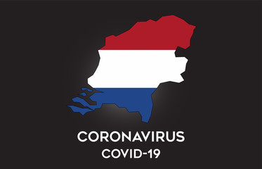 CoronaVirus in Netherlands and Country flag inside Country border Map Vector Design.