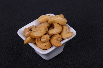 Cashew nuts heap in the bowl