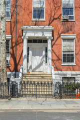 Street view of Washington Square N street near Washington Square Park in New York City,USA