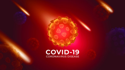 Covid-19 (Coronavirus disease or 2019-ncov) background vector EPS10. 3D glowing Coronavirus in red background design. Can be use for illustration, news, education.