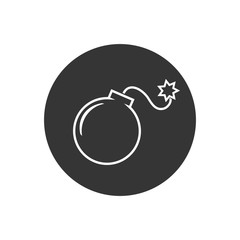 Bomb line icon, vector illustration. Flat design style. vector bomb icon illustration isolated on White