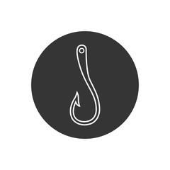 Obraz premium Fishing hook line icon, black sign design. Vector