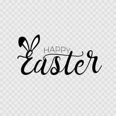 Happy Easter lettering logo. Bunny ears. Isolated. Vector