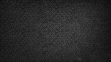 Crédence de cuisine en verre imprimé Mur de briques Texture of a black painted brick wall as a background or wallpaper