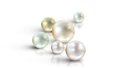 a beautiful group of colour pearls of different sizes