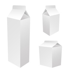 Set carton packages isolated on a background. Clean empty carton one liter for new design. White pack vector illustration. Realistic template.