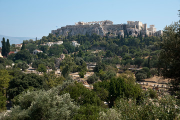 Fototapeta na wymiar Athens, Greece, August 2020: The Ancient Agora of Athens during the coronavirus period
