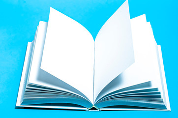 Mockup of opened blank square ctalogue at white design paper background