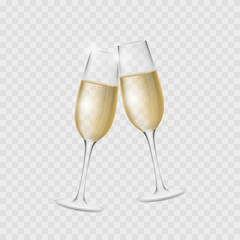 Champagne glasses. Cheers icon. Congratulations. Vector icon