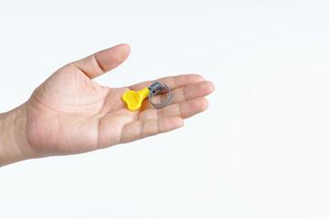 Hand holding adjustable universal adapter