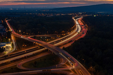 Fototapeta na wymiar highways in Bratislava, Slovakia, long exposure