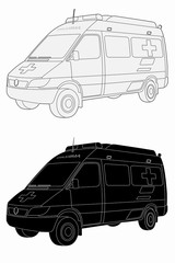 Fototapeta premium illustration of ambulance car, vector draw