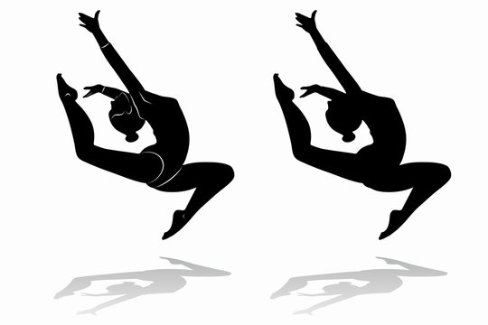 silhouette of a gymnast woman, vector draw