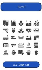 Modern Simple Set of boat Vector filled Icons