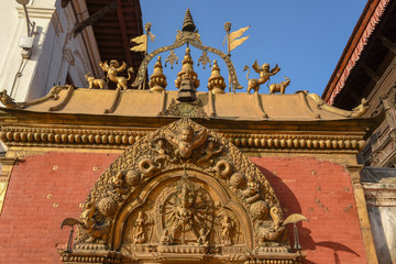 Fototapeta na wymiar Architectural detail of Durban square at Bhaktapur in Nepal