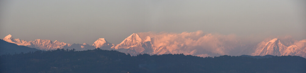 Himalayas ridge view from Bhaktapur on Nepal
