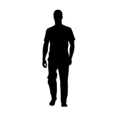Adult man silhouette. Casual clothing. Isolated vector illustration. Standing man, front view