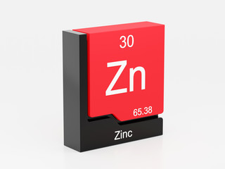 Zinc, periodic table element modern icon series, 3D rendered on white background	