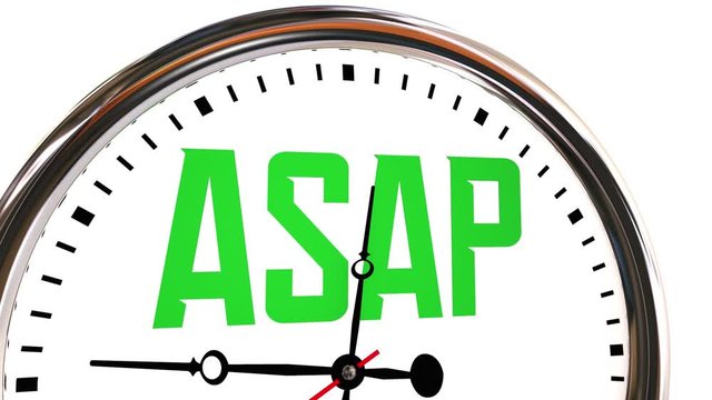 ASAP Clock Time As Soon As Possible Hurry Fast Arrival Delivery 3d Animation