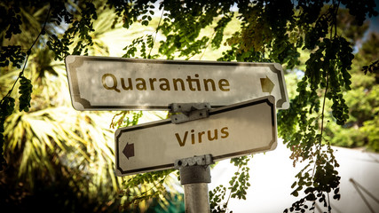Street Sign to Quarantine versus Virus
