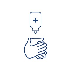 antiseptic icon, hand treatment fluid, isolated sanitation symbol, hygiene to prevent coronavirus infection