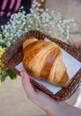 fresh croissant on a basket