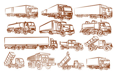The big set of truck sketch.  © designer_an